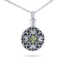 Spring Floral Stainless Steel Pendant/Necklace Funeral Cremation Urn for Ashes - £47.25 GBP