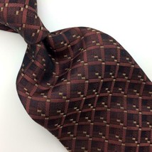 Croft &amp; Barrow USA Tie Brown Beige Short Squares Dots Woven Silk Necktie I18-158 - £12.52 GBP