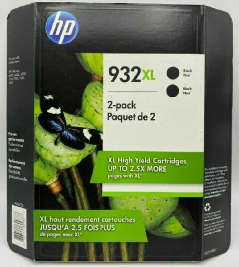 HP 932XL Black  Ink Cartridges CR315BN 2 x CN053AN Exp 2024+ Sealed Retail Boxes - $91.98