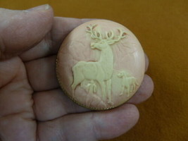 (CL56-20) Elk DEER Buck hunting dogs round pink CAMEO Pin Pendant Jewelry - £28.39 GBP