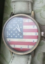 American Flag dial men&#39;s Watch vintage quartz - £7.57 GBP