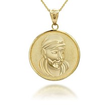 14K Solid Gold Sathya Sai Baba Hindu Guru Coin Pendant Necklace - £239.71 GBP+