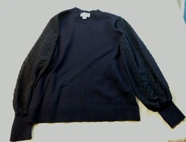 CeCe Shirt Women&#39;s Medium Dot long Sleeve Top Navy Blue MSRP $79 NWT 2276 - £21.09 GBP