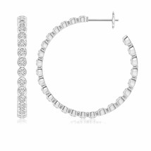 ANGARA 2.18 Ct Natural H SI2 Diamond Round Hoops Earrings for Women in 14K Gold - £2,018.15 GBP