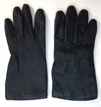 Vintage Fownes Genuine Black Leather 100% Cashmere Lined Gloves Sz 7.5 WPL 9522 - £14.16 GBP