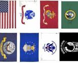 Wholesale Lot 2x3 USA + 5 Branches Military + Pow Mia + Washington Flag Set - $47.88