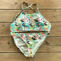 Body Glove Strappy Halter Bikini Set Beige Aztec Tribal Swim Womens Medium Large - £23.25 GBP