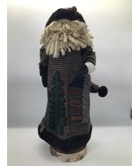 RUSTIC Old World Santa Figurine 22&quot; Christmas Tree Accents Wool Coat Tan... - $29.70