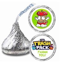 216 Trash Pack B-day Party Hershey Kisses Stickers Thank You Labels Part... - £9.40 GBP
