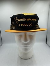 Vtg Pillbox Hat United Machine &amp; Tool Co. Mesh Top Yellow Snapback Cap T... - $28.91