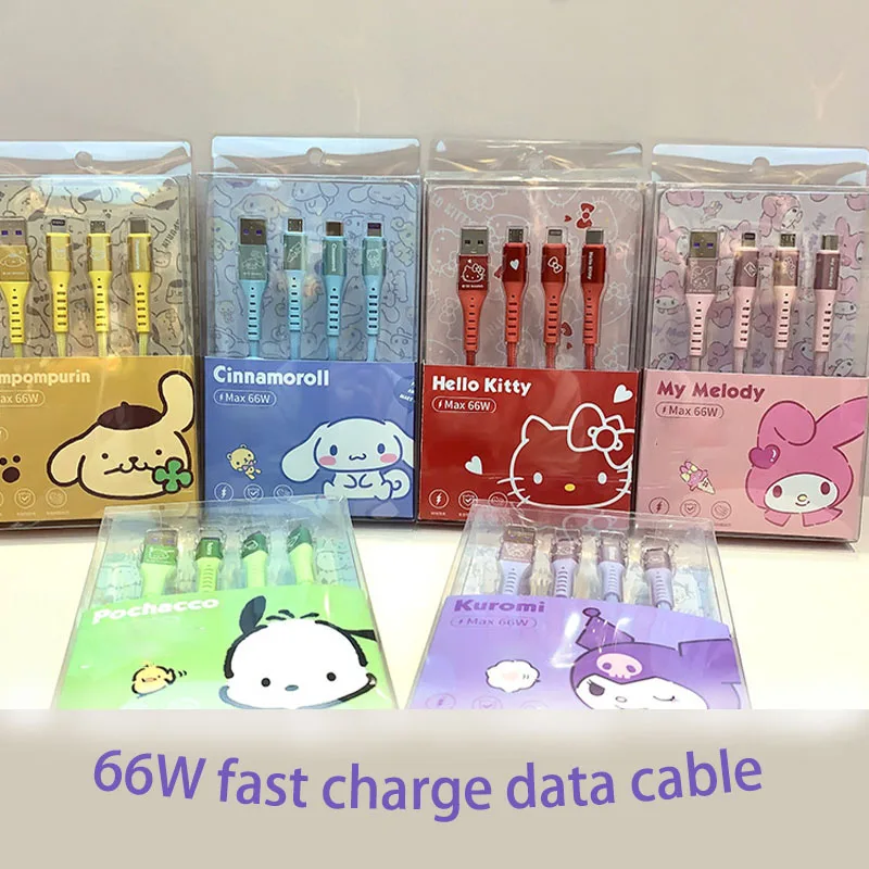 Sanrioed Kuromi My Melody Charger Data Cord New Cute Anime 66W Super Fast Charge - £10.70 GBP
