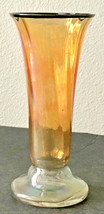 Vintage Small 5&quot; CARNIVAL GLASS Vase Clear &amp; Orange - $10.07