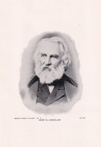 Vintage 8 x 5.5&quot; Print Brown&#39;s Famous Pictures - Henry W. Longfellow - N... - $3.96