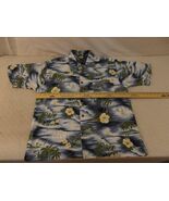 Mens Tommy Bahama Rayon Large Blue Yellow White Hawaiian Short Sleeve Shirt - $53.54 CAD