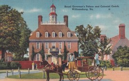 Williamsburg Virginia VA Royal Governor&#39;s Palace Colonial Coach Postcard C07 - £2.35 GBP