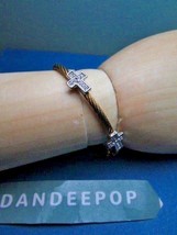 Silver & Gold With CZ Crosses Magnetic Close Bracelet Jewelry - £15.81 GBP