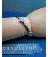 Silver &amp; Gold With CZ Crosses Magnetic Close Bracelet Jewelry - £15.85 GBP