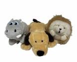 Mini Plush Friends For Small hands Sewn in Eyes Lot of 3 Hippo Dog Hedgehog - $7.05