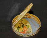 Vintage Floral Powder Compact Mirror Metal Case 3.5&quot; Colorful Faux Needl... - $24.54