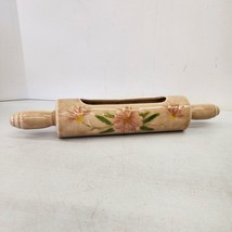 Vintage Handpainted Ceramic Rolling Pin Planter With pastel Pink Daisy Flowers - £11.40 GBP