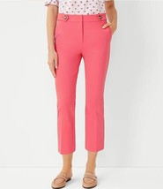 New Ann Taylor Wide Leg Pink Cotton Crop Pant 4 Zip Fly Button Tab Closure - £35.83 GBP