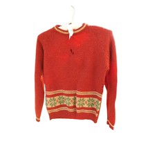 VTG 1950s Tami Wool Ski Sweater Red Snowflake Pattern Lodge Display S - $37.62