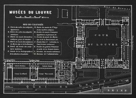 Wall Art Print At the Louvre Blueprint 40x29 29x40 Black - £296.80 GBP