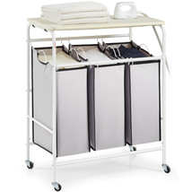 VEVOR 3-Section Laundry Sorter Cart Rolling with Ironing Board &amp; Removable Bags - £87.90 GBP