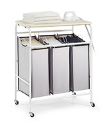 VEVOR 3-Section Laundry Sorter Cart Rolling with Ironing Board &amp; Removab... - £87.64 GBP