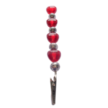 Red Hearts Antique Silver Tone Beads Jewelry Helper Bracelet Tool Clip - £9.28 GBP