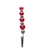 Red Hearts Antique Silver Tone Beads Jewelry Helper Bracelet Tool Clip - £9.37 GBP