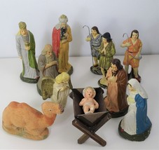 Vintage Nativity Set, Plaster Composition, Christmas Tabletop Decor, Mid Century - $51.48