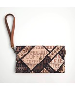Handmade Brown Coffee Geometric Canvas Envelope Wallet Clutch 7.5&quot; x 4.5&quot; - £15.47 GBP