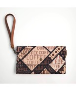 Handmade Brown Coffee Geometric Canvas Envelope Wallet Clutch 7.5&quot; x 4.5&quot; - $19.79