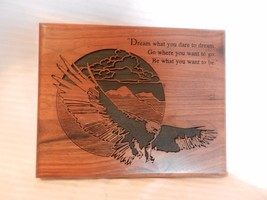 Dream What You Dare To Dream Dark Brown Wooden Engraved Sign With Flying Eagle - £39.38 GBP