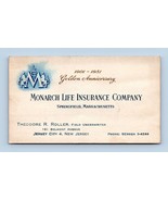 Monarch Life Insurance Company Vtg Business Card Jersey City NJ BC2 - €7,60 EUR