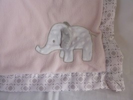 Wendy Bellissimo Pink Gray Elephant Baby Blanket 30 X 40 satin trim - £31.22 GBP