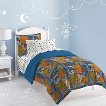 Dinosaur Bedding Set 5-Piece Twin Microfiber Kids Boys Comforter Set Sheets Blue - £42.09 GBP