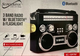 Supersonic - SC-1097BT - 3 Band Radio with Bluetooth and Flashlight - Black - £69.69 GBP