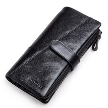 CONTACT&#39;S Genuine Leather Men&#39;s Long Wallet With Phone Bag Zipper Coin Pocket Pu - £82.05 GBP
