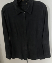 Elie Tahari Navy Suede Unlined Zip Up Shirt/Jacket (M) - £47.74 GBP