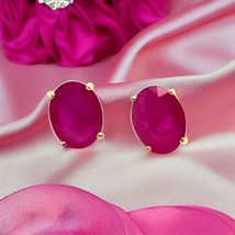 Natural Ruby Stud Earrings 14k Yellow Gold 4.18 TW Certified $799 307907 - £625.17 GBP