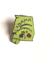 Vintage Pin Hat Lapel State of Alabama Shaped Enamel Metal Souvenir Pin - £3.23 GBP