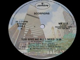 Scorpions You Give Me All I Need Promo Record Single Vinyl Lp Mercury Label - £19.92 GBP
