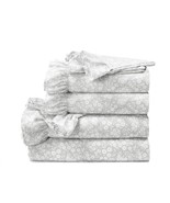 King size Grey Ruffle Floral Polyester 6 Piece Sheet Set - $3,444.29 MXN