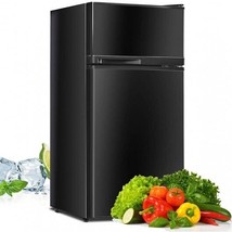 2 Doors Cold-rolled Sheet Compact Refrigerator-Black - Color: Black - £281.17 GBP
