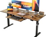 Height Adjustable Desk With Keyboard Tray, 63 X 24 Inches Electric Stand... - $370.99