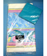 Tea Party Tablecover Paper 54&quot; X 96&quot; &amp; Beverage Napkins 20 CT. 2 PLY Blu... - £9.55 GBP