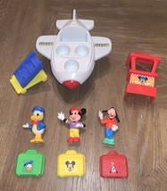 Disney Arco 3 Inch Mickey Mouse Goofy Donald Vtg 1988 Airplane Airport Playset - £18.42 GBP