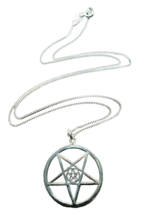 Inverted Pentagram 18&quot; Necklace 925 Sterling Silver Pentacle Pendant &amp; Boxed - £27.32 GBP